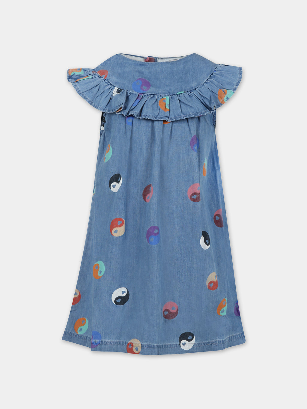 Vestito blu per bambina con yin e yang